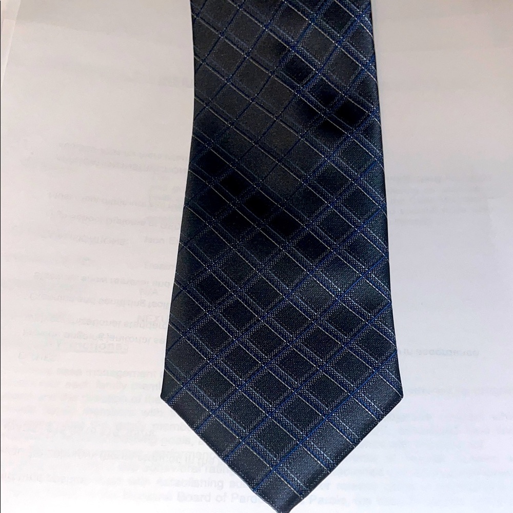 Haggar Black and Blue Plaid Tie